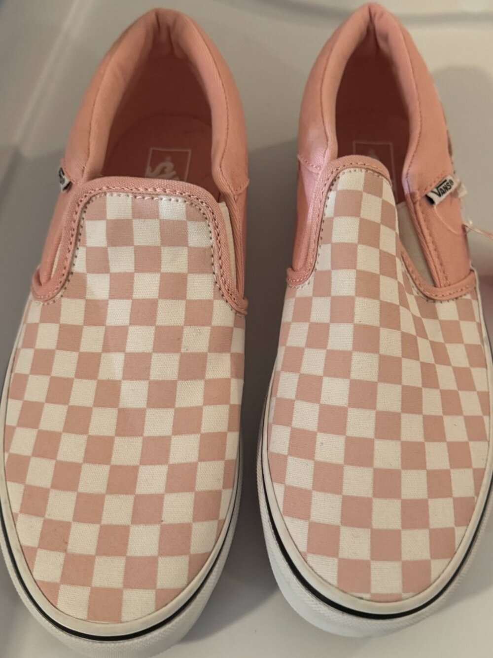 Vans Girls' Missy Pink/White Checkerboard Pattern Slip-Ons, Size:Girl 6, NWT - Picture 2 of 7